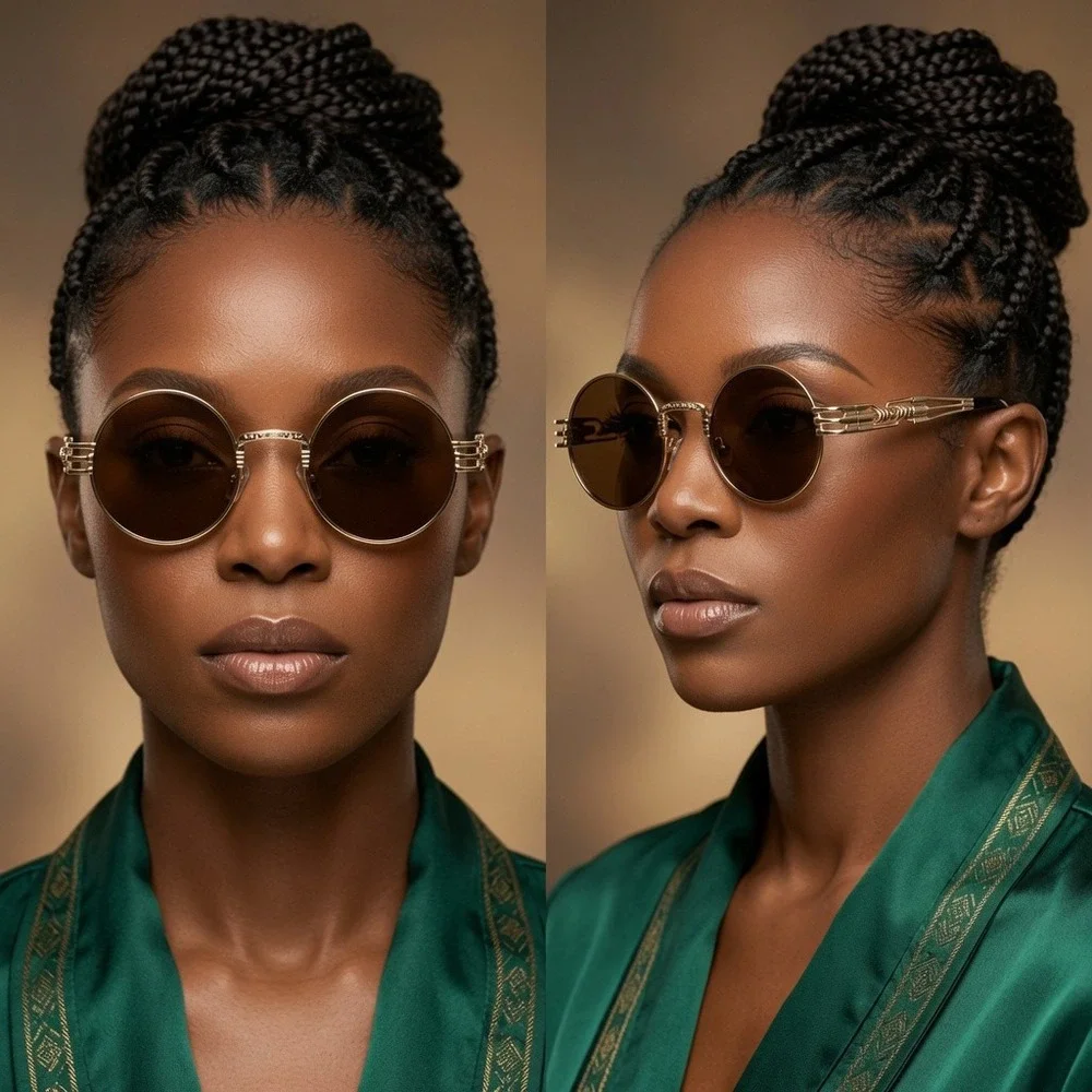Retro Vintage Round Sunglasses Women with Scratch-Resistant Coating Round Trendy